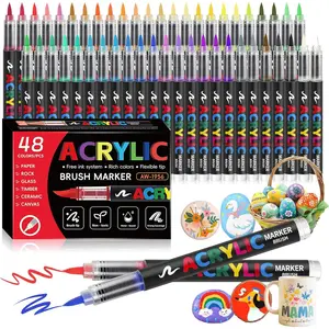 Markers Brush Tip,48 Colors  Pens  Markers Set,Watercolor  Markers for ,Paper,Plastic,Glass,Fabric, marcadores acrilicos (48 Colors)