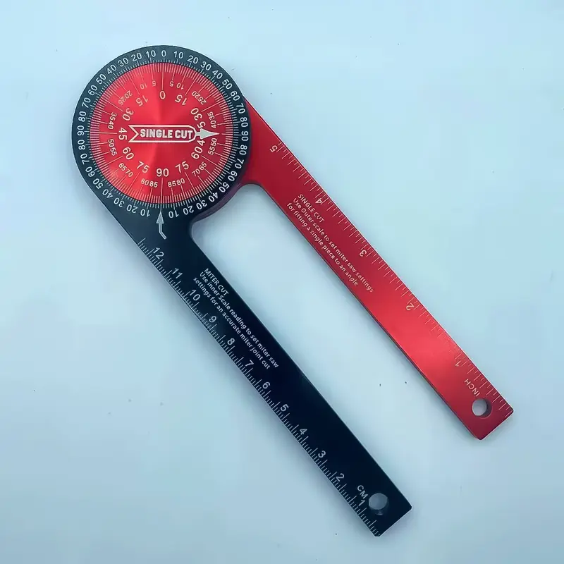 Alloy Miter Saw Protractor 7 Inch, Rust Proof Angle Finder, Precision Laser Engraved Scales, Measuring Rulers for Carpentry, Baseboard Installation, Black bevel miter saw protractor tool crowntech baseboards with laser for DIY men