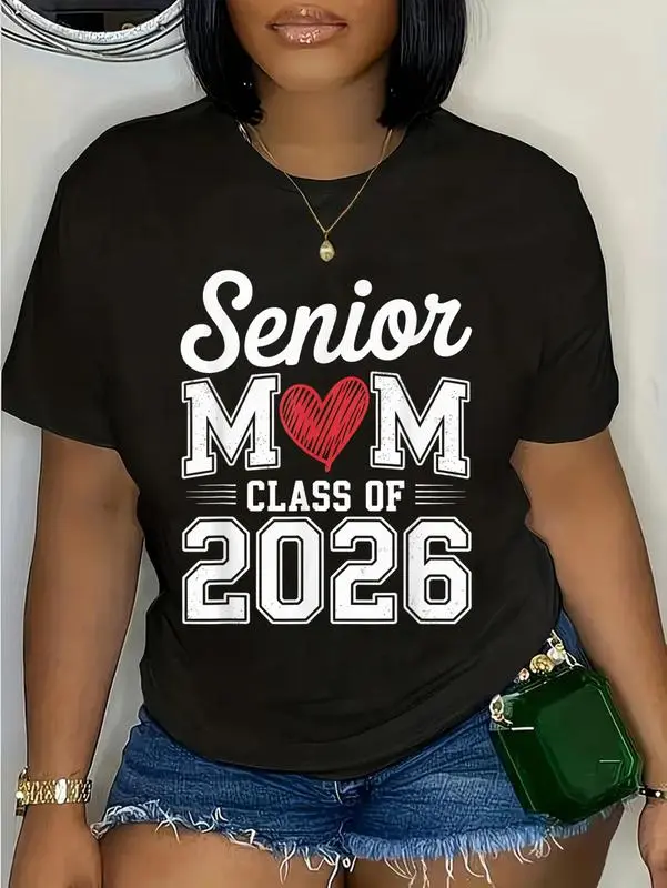 Cotton Senior Mom Class of 2026 Proud Parent Graduation Tee T-Shirt