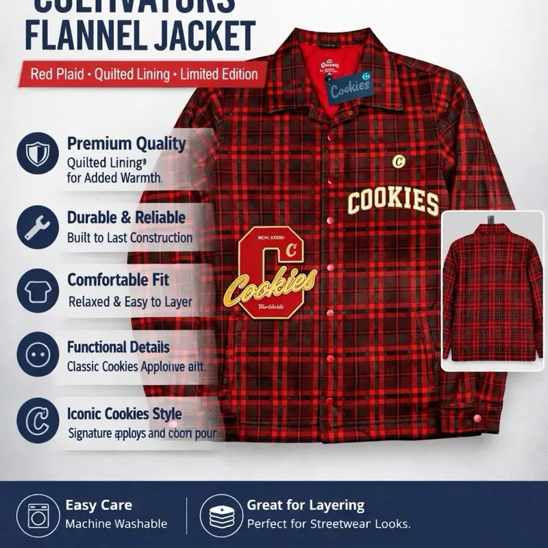 Cookies SF Cultivators Quilted Lining Plaid Flannel Jacket Men’s Size Medium