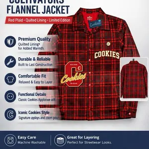 Cookies SF Cultivators Quilted Lining Plaid Flannel Jacket Men’s Size Medium