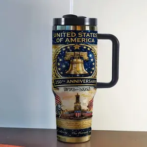 40Oz Ice Cup, Insulated Cup, Stainless Steel Cold Insulation Car Water Cup, 250Th Anniversary of Independence Day of The United States 4Th of July Decorations Mug Travel Mug Patriotic Gifts Coffee Insulated Water Bottle Tumbler with Lid And Straw