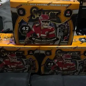 Panini 2025 Select Football Mega Box Featuring 10 Black & Green Prizm Shocks per Box 42 Total Cards NFLPA Licensed