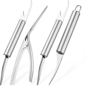 4PCS Shrimp Deveiner Tool Peeler Set Efficient Shrimps Peeler Deveiner Tool Stainless Steel Shrimp Deveining Tools Shrimps Knife Portable Cleaner Knife for Easy crawfish Deveining Cleaning