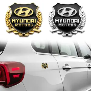 Modern Car Side Markers 3D Metal Wheat Shield Emblem Stickers, Car Decal, Waterproof Rust-Resistant Car Decoration, Fits Hyundai Models