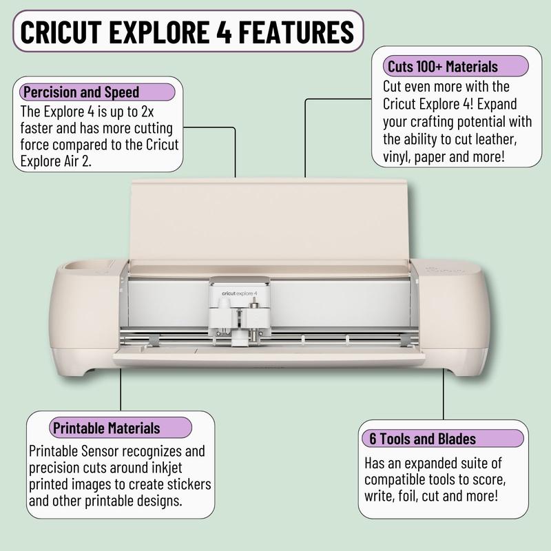 Cricut Explore 4 Cutting Machine with Vinyl and Iron-On Sheets Bundle