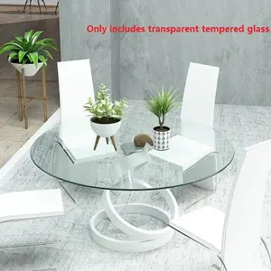 30" Inch Round Tempered Glass Table Top Clear Glass 1/4" Inch Thick Round Polished Edge