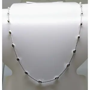 Sterling Silver and Rhodium Diamond Cut Beads Necklace