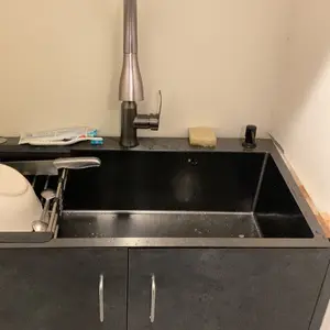 Black Kitchen Sink Stainless Steel Drop In Sinks Top Mount 28" 30" 32" Inch Single Bowl with Faucet Retractable drain basket Modern Design Durability
