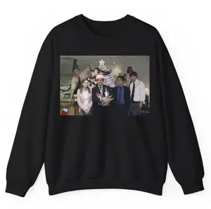 The Office Christmas Party Shirt, Funny Holiday Group Sweatshirt, Vintage TV Show Graphic Crewneck Sweater, Michael Scott Santa Hat Shirt Men Women, Funny Xmas Gift , Casual Streetwear Top for Men & Women