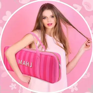 Mahjong putter bag | Nylon storage box with handle and zipper, red, Storage carrying bag