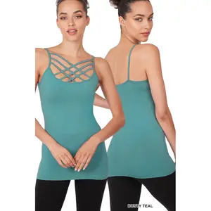 Seamless Caged Tank- Dusty Teal