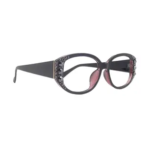 Petunia Oversized Bling Reading Glasses, Hematite, Large Frame, High-End Readers, Bifocal,  Sun readers, Trendy Style, NY Fifth Avenue Clear Crystal