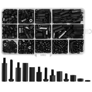 600 count M3 Male Female Nylon Hex Spacer Standoffs Screws Nuts, Motherboard Standoffs and Screws Assortment Kit, Threaded Pillar for Circuit Board PCB Motherboard (Black)