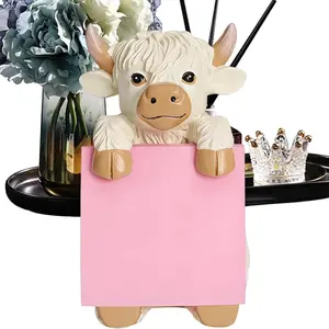 Cute Cow Sticky Note Holder Box, Resin Sticky Note Organizer, Desktop Sticky Note Storage, Desk Accessories, Work Organizer, Table Organizers, Suitable for Office, University, School, Students, Office Supplies