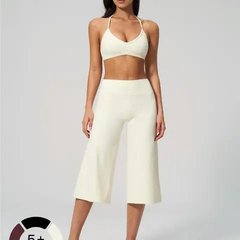 Women's Yoga Set, High-End Shock Absorption Sport Bra & Quick-Dry High-Waist Capri Pants, Yoga Activewear, Exercise Clothing Set, Sports Wear
