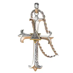 God's Eye Cross Pendant Necklace - Trendy, Personalized Hip Hop Vintage Jewelry for Men and Women