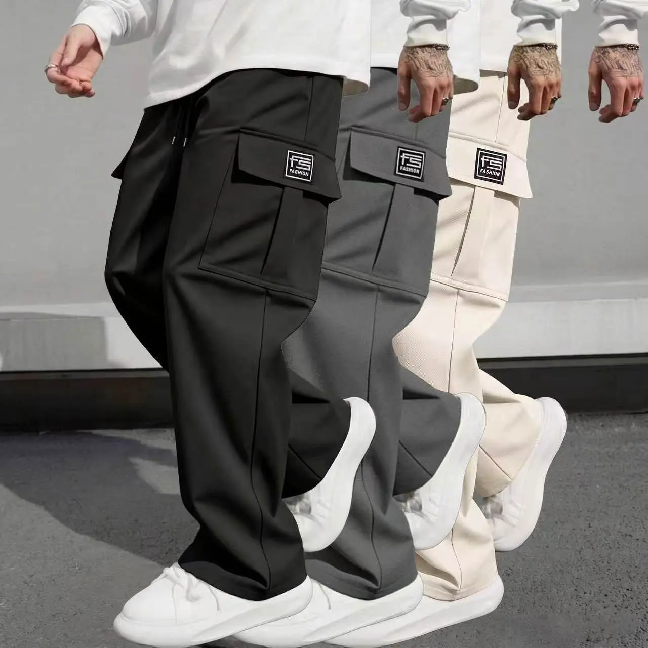 Men’s multi-pocket work pants — drawstring waist, multiple pockets; suitable for hiking and everyday comfort; durable and comfortable wear; outdoor pants | casual sports pants; available in multiple colors. Trouser pantalones para hombre pants for men