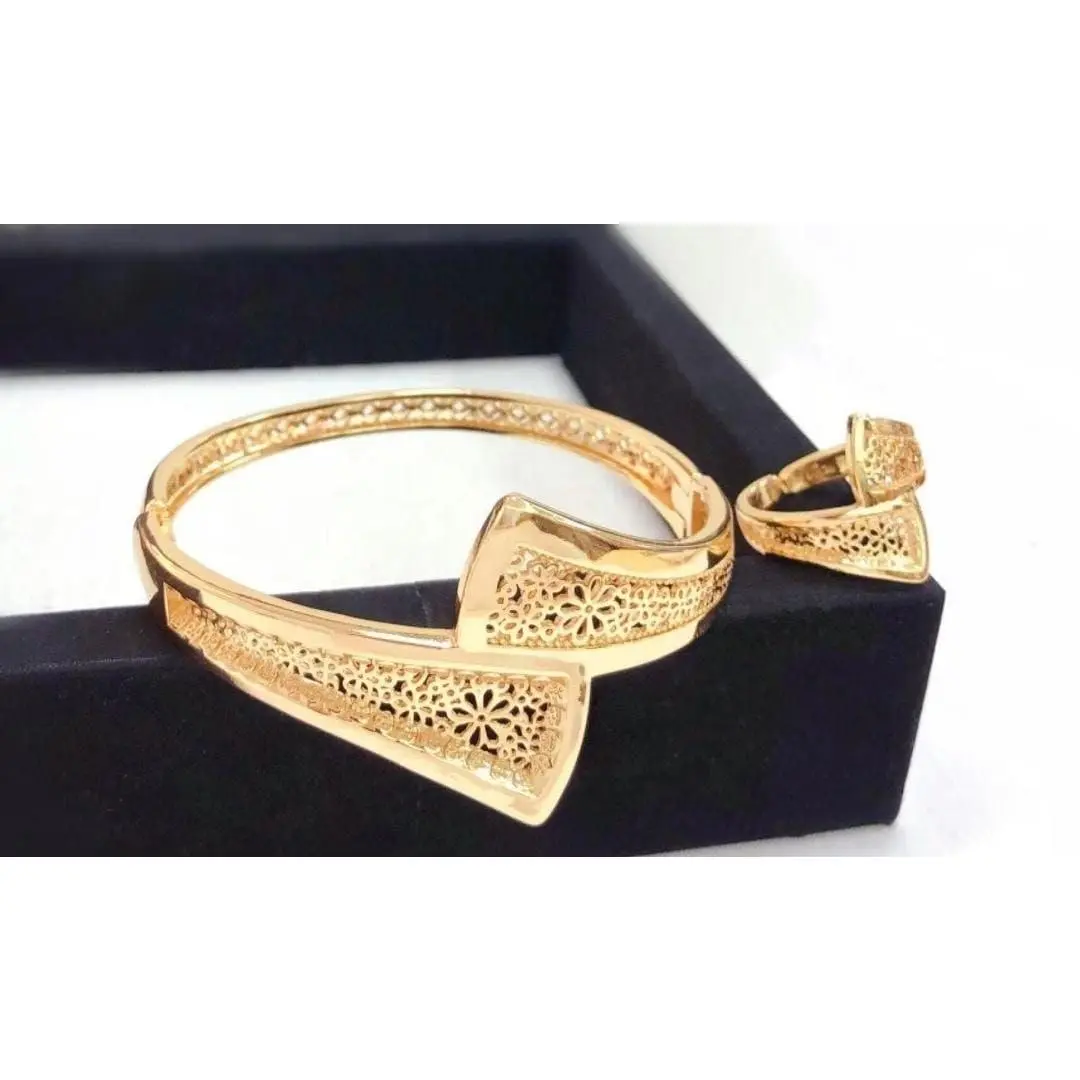 Gold Plated Bangle & Ring Set