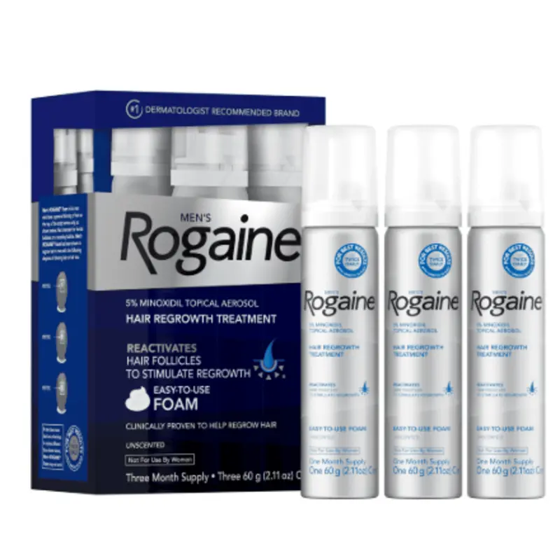 Rogaine Men's 5% Minoxidil Foam for Hair Regrowth, Thinning Hair Care Comfort (3 Month Supply)