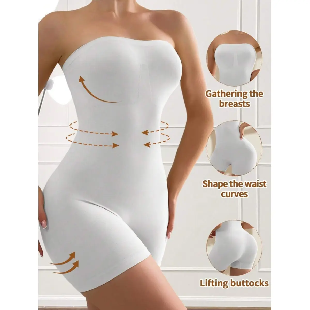 Women's Basic Seamless Strapless Shaping Shorts - Smooth Fabric Innerwear for Dress, Skirt Layering, Party & Everyday Wear, Casual, Minimalist, Shapewear