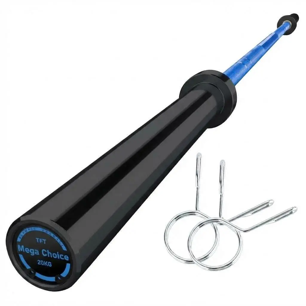 7FT Olympic Barbell Bar 1500LB Capacity, Heavy Duty Blue Steel Weightlifting Bar for Home Gym, Anti-Slip Knurling Straight Bar Fits 2" Plates, Professional Powerlifting Equipment for Squats, Bench Press & Deadlifts, High-Strength Training Bar