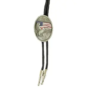 Double S Western Eagle & USA Flag Slide Bolo Tie 22612