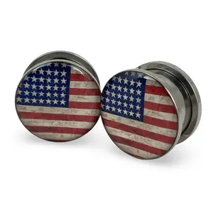 American Flag Picture Plugs gauges pair body jewelry