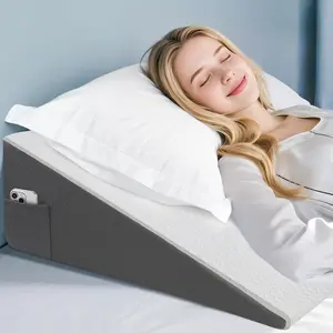 Bed Wedge Pillow for Adults Seniors, 10 inch Cooling Memory Foam Incline Wedge for Head, Neck & Back Support, Leg Elevation, Removable Washable Cover, White