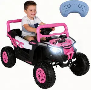 12V 2-Seater Electric UTV Buggy Kids Outdoor Play Ride-On Car for Ages 1-3, Parental Remote Control, Spring Suspension, Bluetooth Music, LED Lights, Battery-Powered Pink Toy Truck