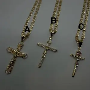 Cross Necklace Gold Plated 24” unique Style