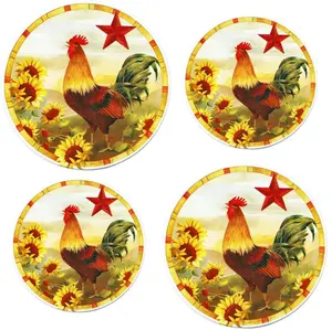 212 MAIN 4-Piece Electric Tin Range Burner Cover Set - Multi-Size Kitchen Appliance Accessory, Scratch-Safe Stove Plate Protector, Morning Rooster Theme Home Decor