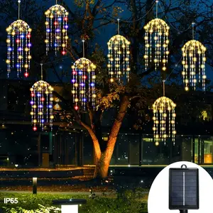256 LED Solar Outdoor Hanging Jellyfish Light, Warm /multi Color, Adjustable Flicker, Smart Sensor, Garden, Patio, Christmas Decorations, Solar Outside Lights