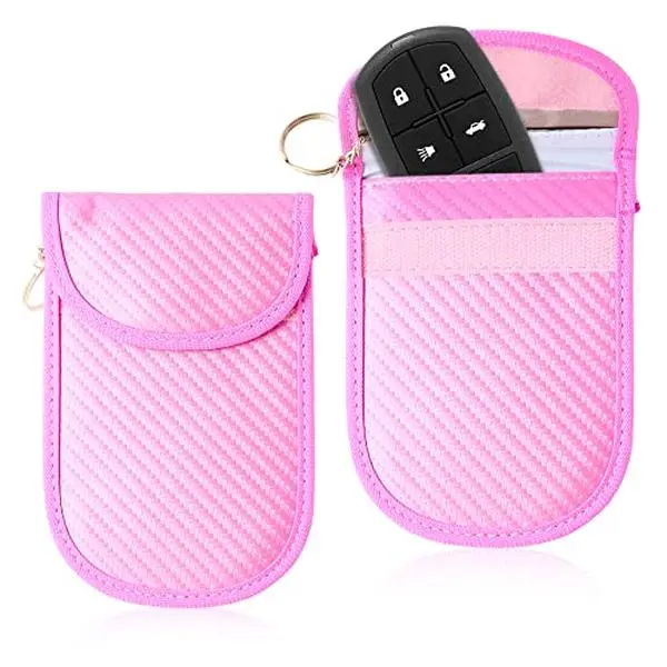 Pink RFID Blocking Pouch – Signal Blocking Faraday Bag Protects Car Keys, Credit Cards, and ID Travel & Daily Use Anti-Theft Pouches Block Identity Theft