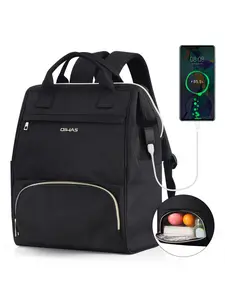 Solid Color Backpack with Usb Charging Port, Large Capacity Laptop Backpack, Multifunctional Backpack for Travel Work Travel Picnics Hiking