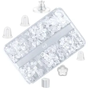 6 Styles  Earring Backs for Studs/Droopy Ears/Heavy Earring, 600 count Clear Soft  Plastic Rubber Backs Replacements Backings Clutch Stoppers Kits