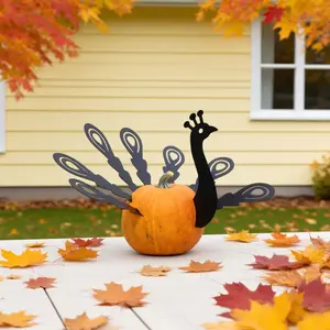 Thanksgiving Turkey Silhouette Decor Set, Iron Art DIY Decoration Accessories, Outdoor Garden Thanksgiving Scene Props