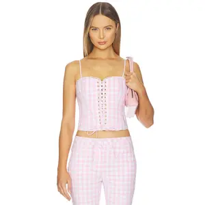 LoveShackFancy Bensen Bustier in Cheerful Pink