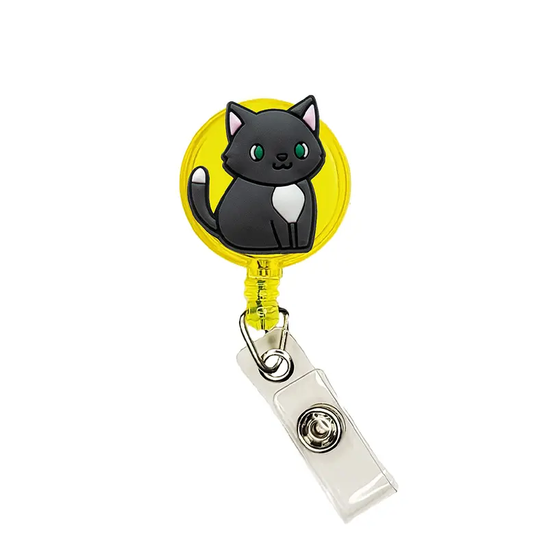 Kitty Cat Badge Reel ID Holder Badge Clip Funny Nurse Doctor CNA Retractable 25 inch Extension Yazzle Dazzle