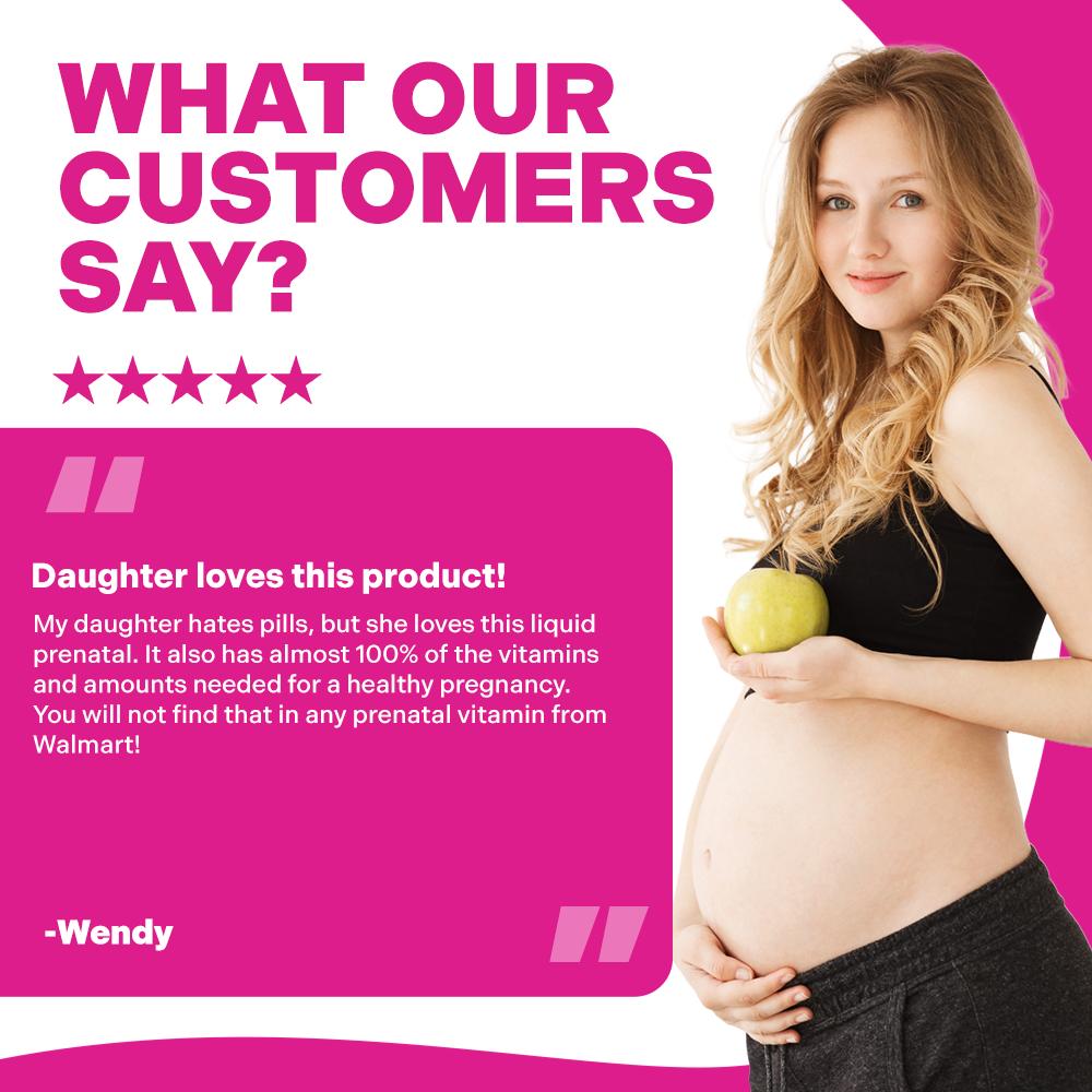 Pink Stork Liquid Prenatal + Postnatal Multivitamin for Women Berry Flavor 1 Month Supply Organic Natural Supplement with Prebiotics & Probiotics