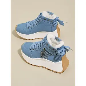 Women's Winter Boots, Silver Color Loafers, Thick Sole Flats, Casual Sporty Shoes for All Seasons, Snow Boots(gift)Gift
