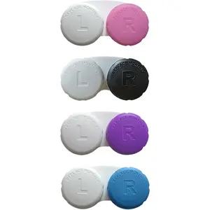 4 Pack Contact Lens Case Leak Proof Travel Contact Case, Colored Contact Lens Storage Holder Container(Multi Color)