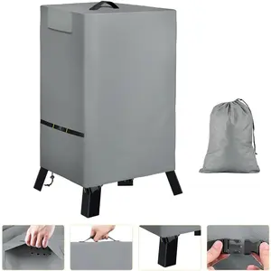Electric Smoker Cover, Vertical Smoker Grill Cover Outside for Equipped with Tight Fitting Buckles and Fixed Buckles, Waterproof Electric Smoker Cover, 19" W x 18" D x 33" H