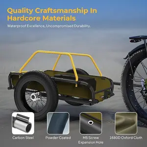Heavy-Duty Bike Cargo Trailer, 3-in-1 Collapsible Foldable Design with 150lb Capacity Universal Hitch & Removable Caster Dual Shock Absorbers, Quick Release 16" Wheels Bicycle Traile