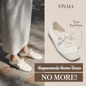 VIVAIA Satin Square-Toe Ballerina Sneakers, Lace-Up Ballet Flats with 2 Laces Sneakerina,Wide Feet Friendly Ballet Flats, Suede-Like Integrated Insole Machine Washable, Lightweight, Wedding flats, Wedding shoes Ballet Sneakers, Tennis shoes (Cristina) Sum