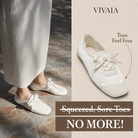 VIVAIA Women’s Square-Toe Satin Casual Flat Sneakerina - Lightweight Lace-Up Ballet Sneakers with Elastic Heel, Ribbon Laces, Rubber Sole, 0.7cm/0.3in Low Heel, Breathable Streetwear Shoes for All Occasions (Cristina)