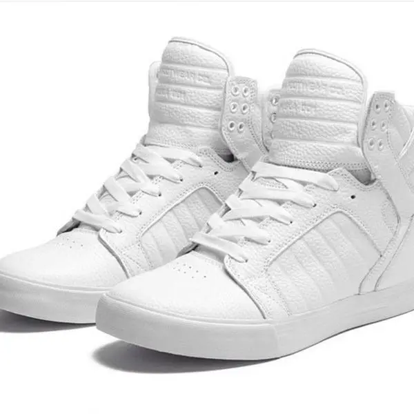 Supra Skytop Men's Mid-High Top Skate Shoes Pure White Grain