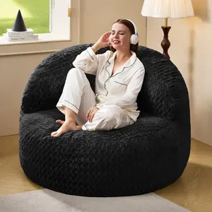 Hobestluk Bean Bag Chair Giant Bean Bag Chairs for Adults Big Bean Bag Chair with Memory Foam Filler Adults Large Beanbag with Faux Fur Cover for Bedroom (Chevron)