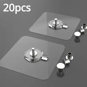 20pcs Strong Adhesive Hooks Picture Frame Poster No Drilling Hooks Waterproof Kitchen Bathroom Accessories Screw Hooks
