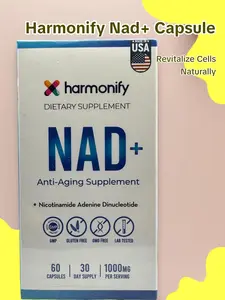 Harmonify NAD+ Capsules 500mg 95% Pure for Cellular Recharge Energy Boost Vegan Non-GMO Gluten-Free 30-Day Supply Lab Tested